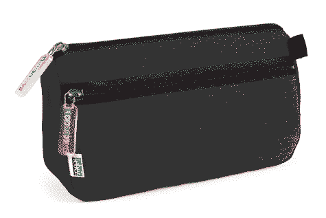 gbc Saccucciolo, astuccio per matite 2 cerniere NERO, a forma round, in nylon, formato 24x10x7cm, tinta unita*.