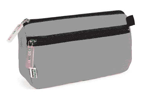 gbc Saccucciolo, astuccio per matite 2 cerniere GRIGIO, a forma round, in nylon, formato 24x10x7cm, tinta unita*.