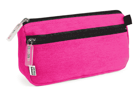 gbc Saccucciolo, astuccio per matite 2 cerniere ROSA, a forma round, in nylon, formato 24x10x7cm, tinta unita*.