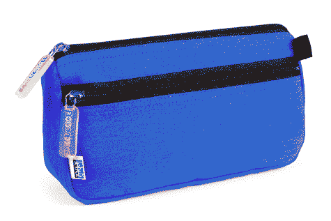 gbc Saccucciolo, astuccio per matite 2 cerniere BLU, a forma round, in nylon, formato 24x10x7cm, tinta unita*.
