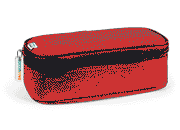 gbc Saccucciolo, astuccio per matite Maxi round  ROSSO, a forma round, in nylon, formato 24x10x7cm, con patella e tasca interna, tinta unita* LEB80332b