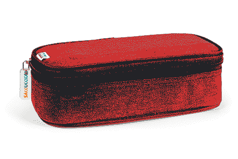 gbc Saccucciolo, astuccio per matite Maxi round  ROSSO, a forma round, in nylon, formato 24x10x7cm, con patella e tasca interna, tinta unita*.