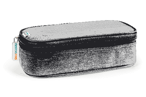 gbc Saccucciolo, astuccio per matite Maxi round  GRIGIO, a forma round, in nylon, formato 24x10x7cm, con patella e tasca interna, tinta unita*.