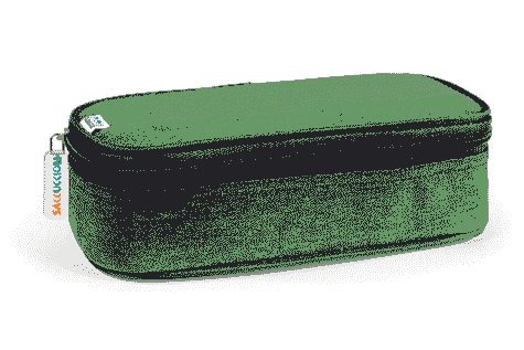 gbc Saccucciolo, astuccio per matite Maxi round  VERDE, a forma round, in nylon, formato 24x10x7cm, con patella e tasca interna, tinta unita*.