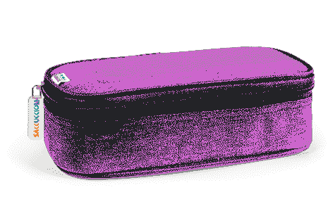 gbc Saccucciolo, astuccio per matite Maxi round  ROSA, a forma round, in nylon, formato 24x10x7cm, con patella e tasca interna, tinta unita*.