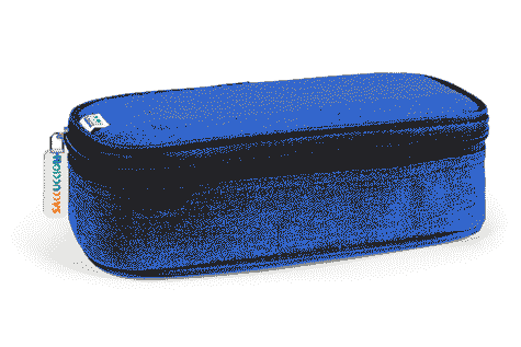 gbc Saccucciolo, astuccio per matite Maxi round  BLU, a forma round, in nylon, formato 24x10x7cm, con patella e tasca interna, tinta unita*.