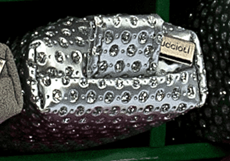 gbc Saccucciolo, astuccio per matite ARGENTO con BRILLANTINI colorati,a forma allargata, in PU*.