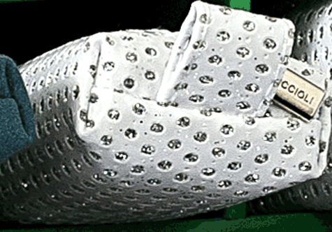 gbc Saccucciolo, astuccio per matite BIANCO con BRILLANTINI colorati,a forma allargata, in PU*.