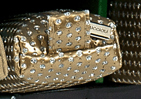 gbc Saccucciolo, astuccio per matite ORO con BRILLANTINI colorati,a forma allargata, in PU*.