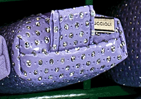 gbc Saccucciolo, astuccio per matite VIOLA con BRILLANTINI colorati,a forma allargata, in PU*.