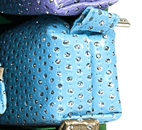 gbc Saccucciolo, astuccio per matite AZZURRO con BRILLANTINI colorati, a forma allungata in altezza, in PU*.