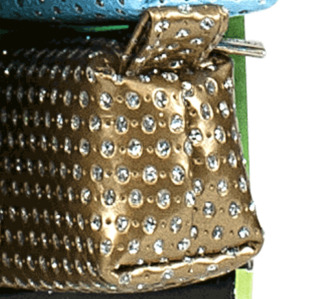 gbc Saccucciolo, astuccio per matite ORO con BRILLANTINI colorati, a forma allungata in altezza, in PU*.