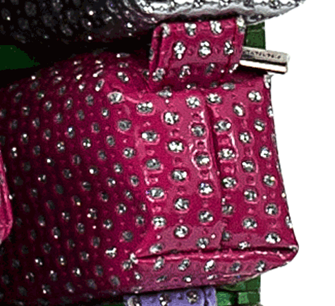 gbc Saccucciolo, astuccio per matite ROSA con BRILLANTINI colorati, a forma allungata in altezza, in PU*.