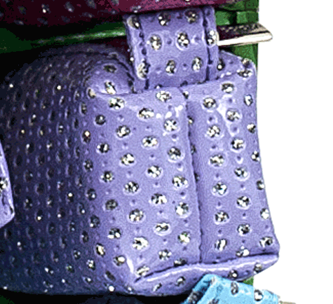 gbc Saccucciolo, astuccio per matite VIOLA con BRILLANTINI colorati, a forma allungata in altezza, in PU*.