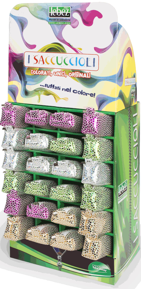 gbc Saccucciolo, astuccio per matite ARGENTO, fantasia a mosaico, forma allungata in altezza, in PU*.