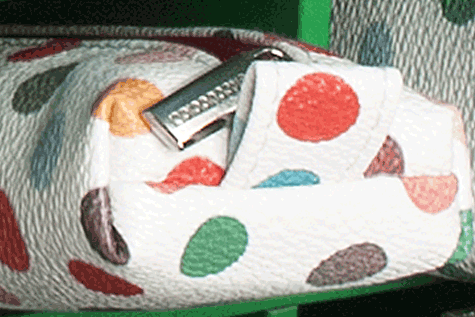 gbc Saccucciolo, astuccio per matite BIANCO con POIS colorati, a forma allargata, in PU*.