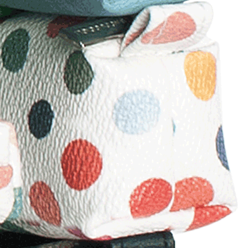 gbc Saccucciolo, astuccio per matite BIANCO con POIS colorati, a forma allungata in altezza, in PU*.