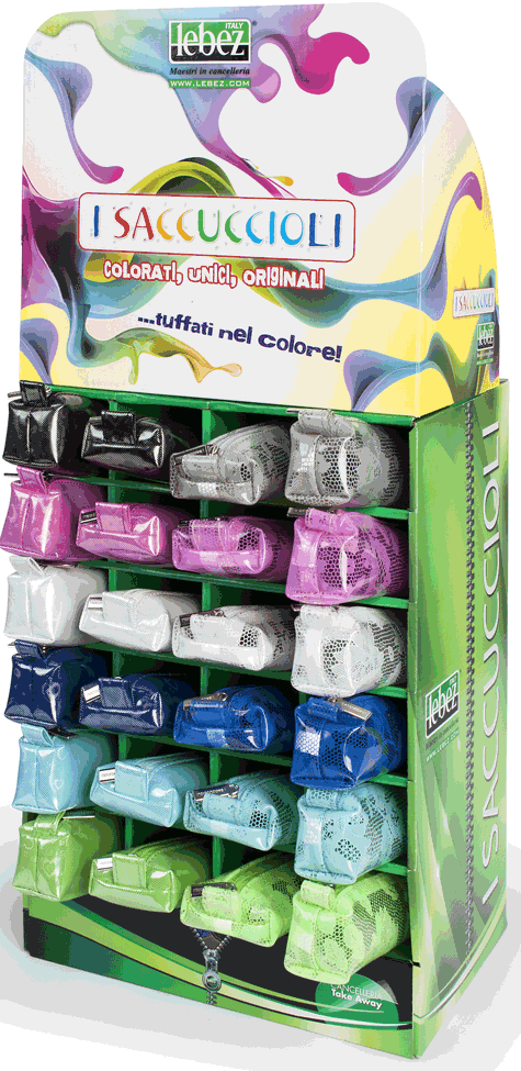 gbc Saccucciolo, astuccio per matite AZZURRO, fantasia a cuoricini, forma allungata in altezza, in PU*.