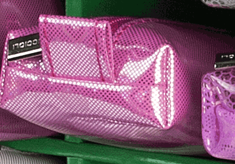 gbc Saccucciolo, astuccio per matite ROSA, fantasia a cuoricini, forma allargata, in PU*.