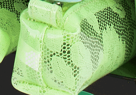 gbc Saccucciolo, astuccio per matite VERDE, fantasia a fiorellini, forma allungata in altezza, in PU*.