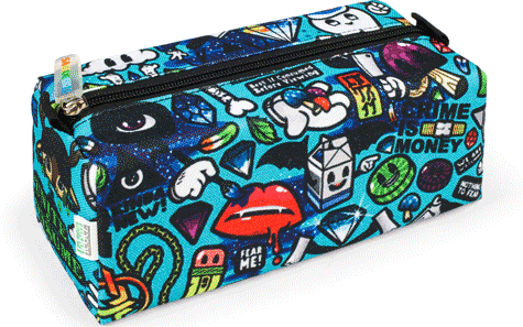 gbc Saccucciolo, astuccio per matite, quadrotto Graffiti in nylon, formato: 21x9x9cm*.