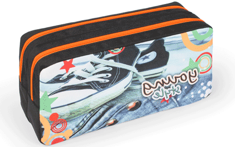 gbc Saccucciolo, astuccio per matite 2 cerniere Yung Style in nylon, formato: 21x8x10cm*.