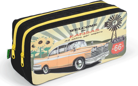 gbc Saccucciolo, astuccio per matite 2 cerniere Yung Style in nylon, formato: 21x8x10cm*.