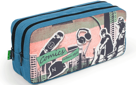 gbc Saccucciolo, astuccio per matite 2 cerniere Yung Style in nylon, formato: 21x8x10cm*.