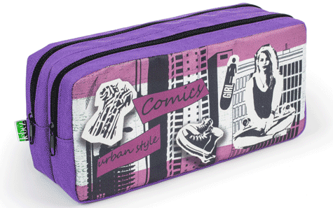 gbc Saccucciolo, astuccio per matite 2 cerniere Yung Style in nylon, formato: 21x8x10cm*.