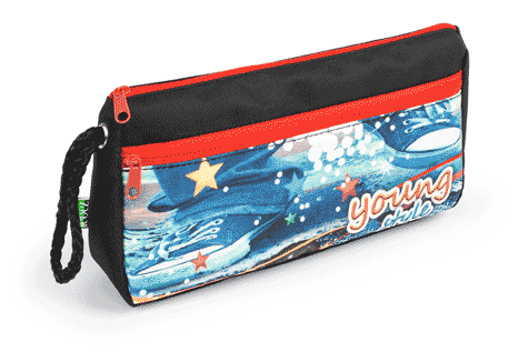 gbc Saccucciolo, astuccio per matite 2 cerniere Yung Style in nylon, formato: 23x5x11cm*.