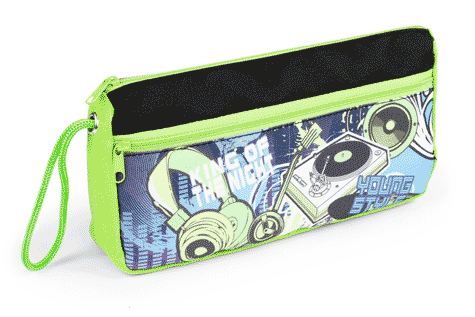 gbc Saccucciolo, astuccio per matite 2 cerniere Yung Style in nylon, formato: 23x5x11cm*.