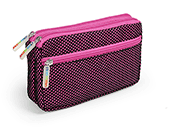 gbc Saccucciolo, astuccio per matite 3 cerniere ROSA, in nylon, formato 21x5x11cm, tinta unita, con rete* LEB80612a