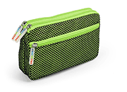 gbc Saccucciolo, astuccio per matite 3 cerniere VERDE, in nylon, formato 21x5x11cm, tinta unita, con rete*.