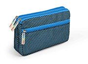 gbc Saccucciolo, astuccio per matite 3 cerniere AZZURRO, in nylon, formato 21x5x11cm, tinta unita, con rete* LEB80612c
