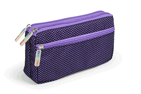 gbc Saccucciolo, astuccio per matite 3 cerniere VIOLA, in nylon, formato 21x5x11cm, tinta unita, con rete*.