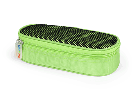 gbc Saccucciolo, astuccio per matite 2 cerniere VERDE, in nylon, formato 22x9x6cm, tinta unita, con rete*.