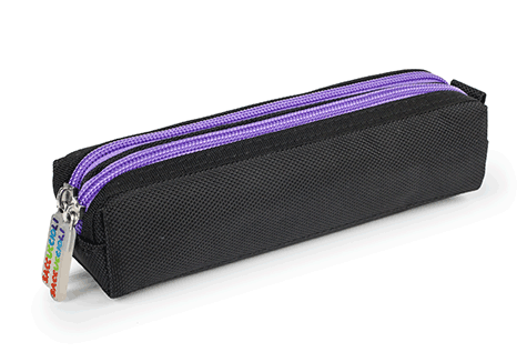 gbc Saccucciolo, astuccio per matite 2 cerniere colorate VIOLA, in nylon, formato 22x9x6cm, tinta unita nero*.