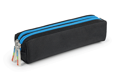 gbc Saccucciolo, astuccio per matite 2 cerniere colorate BLU, in nylon, formato 22x9x6cm, tinta unita nero*.