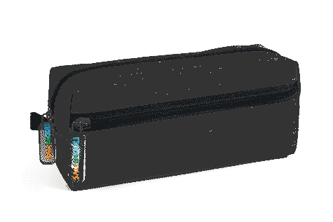 gbc Saccucciolo, astuccio per matite, 2 cerniere NERO, a forma quadrotto, in nylon, formato 21x8x8cm, tinta unita*.