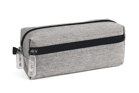 gbc Saccucciolo, astuccio per matite, 2 cerniere GRIGIO, a forma quadrotto, in nylon, formato 21x8x8cm, tinta unita*.