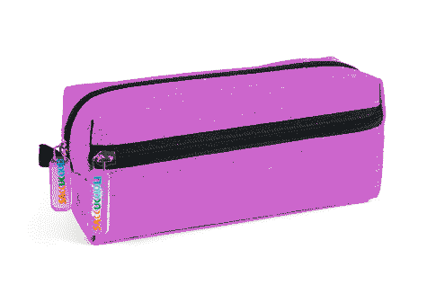 gbc Saccucciolo, astuccio per matite, 2 cerniere ROSA, a forma quadrotto, in nylon, formato 21x8x8cm, tinta unita*.