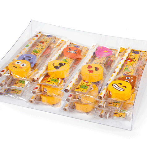 gbc Set EMOTICON 4 pezzi Matita, gomma, righello, temperamatita*.