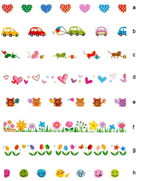 gbc Decoration roller, AUTOMOBILINE Consente di imprimere una striscia decorativa al semplice passaggio. Funziona come un nastro correttore, imprimendo 8 diverse decorazioni. Altezza 6mm. lunghezza 6 metri. Prodotto originale PLUS. Made in Japan*.