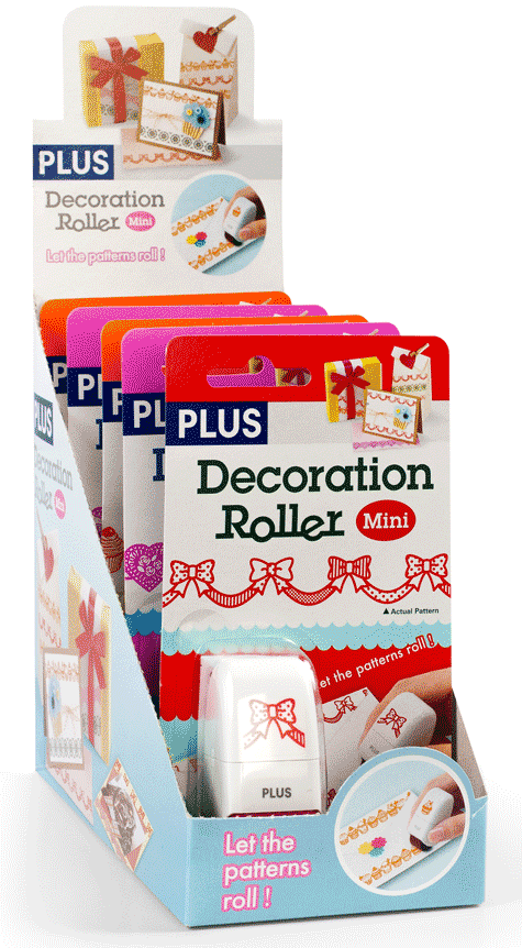 gbc Timbro rotativo -dekoroller spring- CUORICINI Imprime una decorazione in continuo al semplice passaggio su carta. Prodotto originale PLUS. Made in Japan *.
