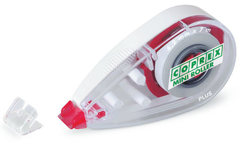 gbc Correttore a nastro 4,2mmx7m mini roller coprex 8090 Larghezza nastro 4,2mm per 7mt di lunghezza. piccolissimo 65x35mm. corregge su tutti i tipi di carta, subito riscrivibile..