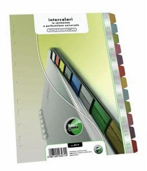 gbc Intercalari a 12 tasti colorati, in cartoncino 240gr formato: 22,5x29,5cm, perforazione universale, 12 fogli.