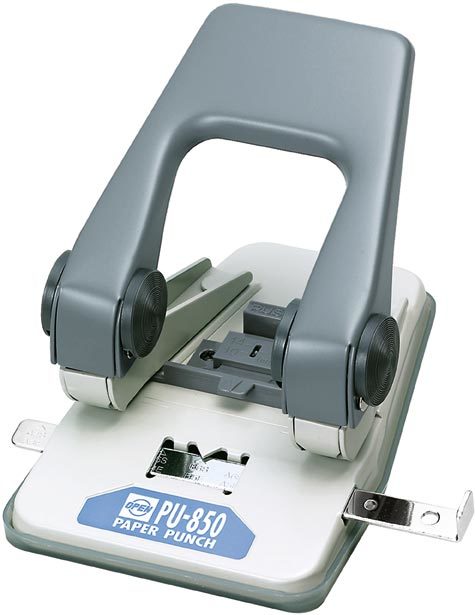 gbc Perforatore OPEN a 2 fori in metallo, con guida regolabile perfora fino a 29 fogli da 64gr (2,3mm), foro diametro 6mm, distanza tra i fori 8cm.