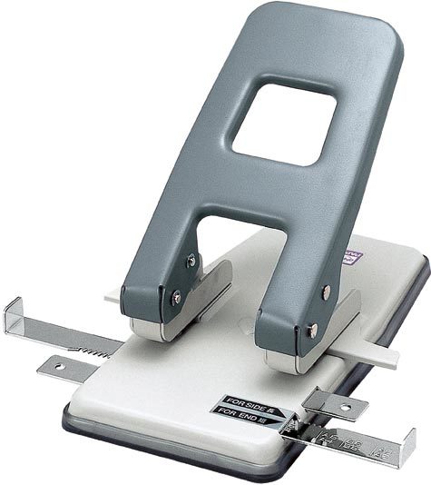 gbc Perforatore OPEN a 2 fori in metallo, con doppia guida regolabile perfora fino a 48 fogli da 64gr (3,8mm), foro diametro 6mm, distanza tra i fori 8cm.