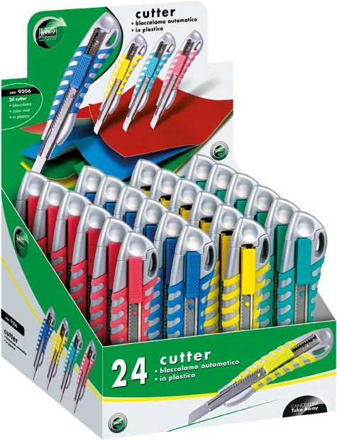 gbc Cutter con impugnatura in gamma, bloccalama e guida in metallo altezza lama 9 mm.