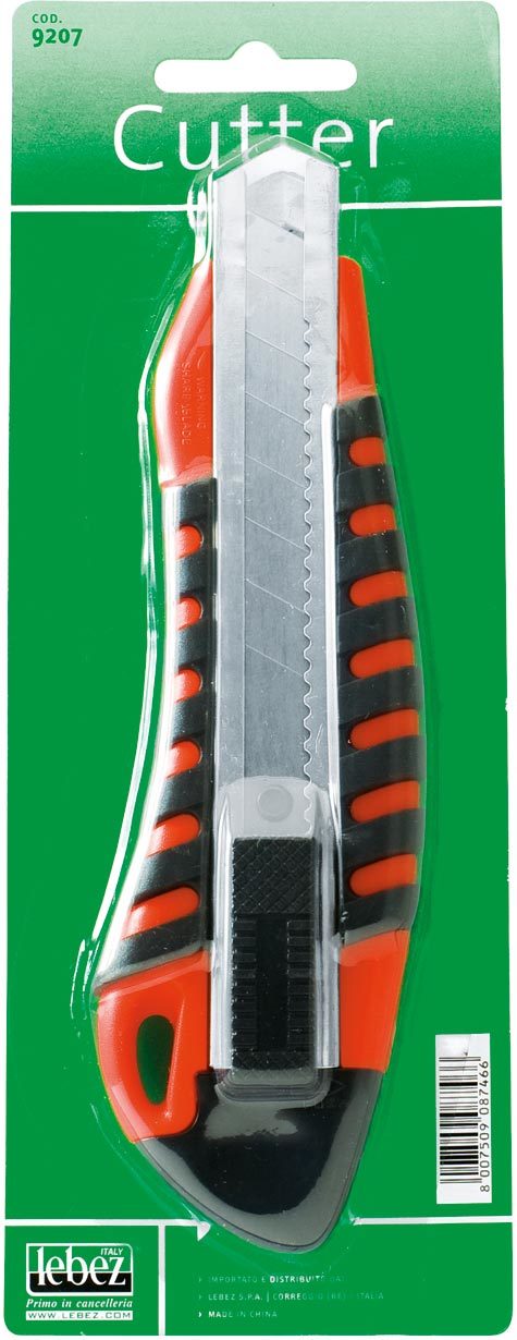 gbc Cutter MAXI con impugnatura in gomma, bloccalama automatico e guida in metallo. altezza lama 18 mm.